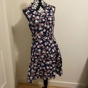 Blue flowers flair dress